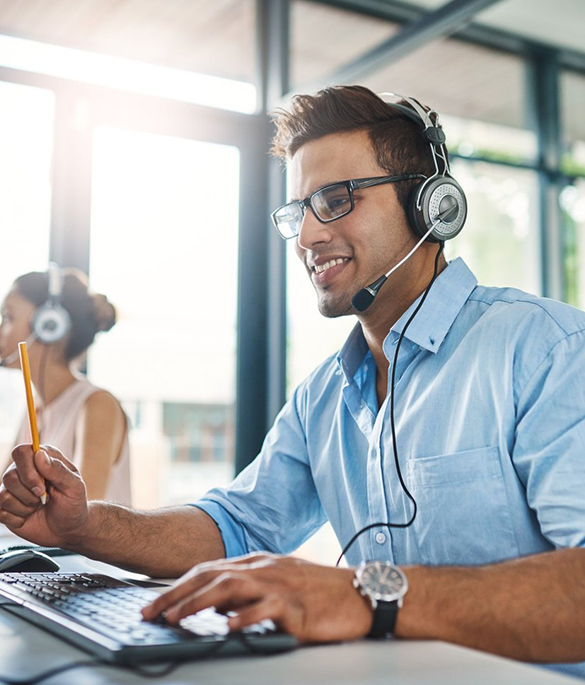 Customer support team providing services